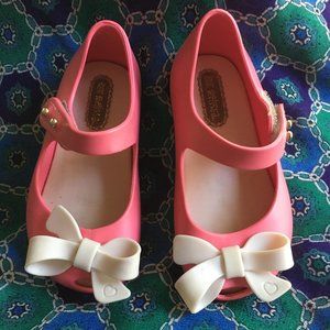 Mini Melissa, Size 6, Pink with Cream/Ivory Bows